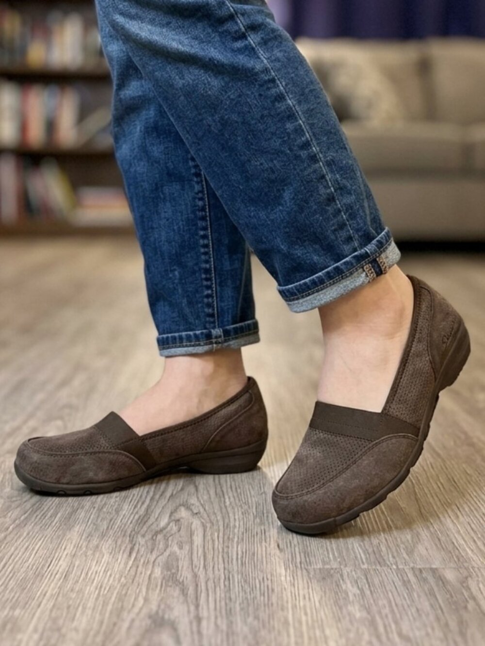 Skechers Brown Suede Relaxed Fit Career Slip-On Loafers with Memory Foam